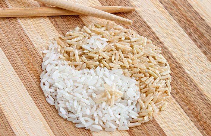 arroz integral e branco